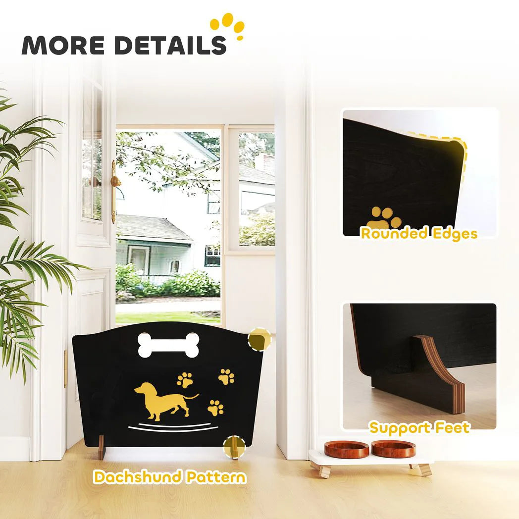 PawHut Wooden Dog Gate with Support Feet – Freestanding Pet Barrier for Stairs and Patio, Black
