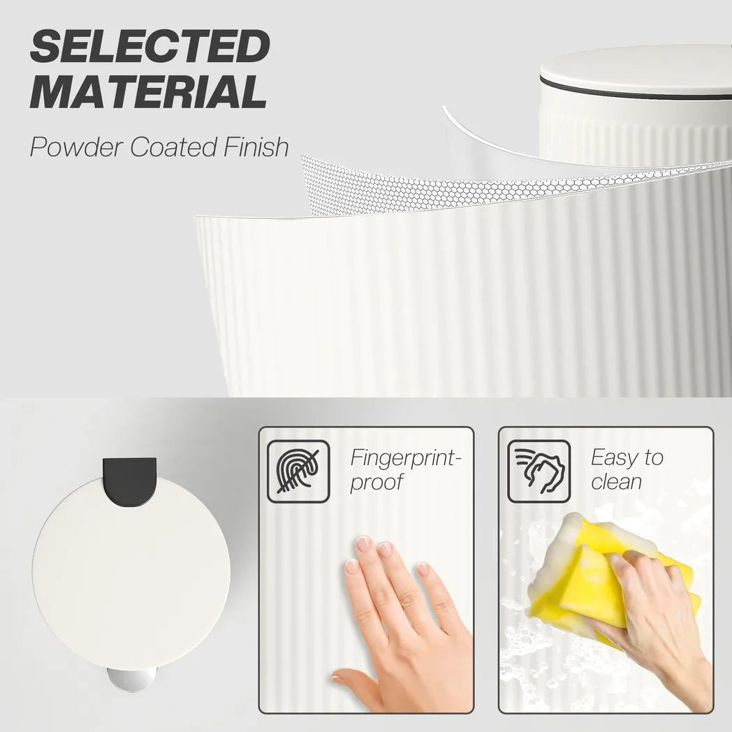 HOMCOM 30L Kitchen Pedal Bin with Soft-Close Lid and Removable Inner Bucket – Fingerprint-Resistant, Cream