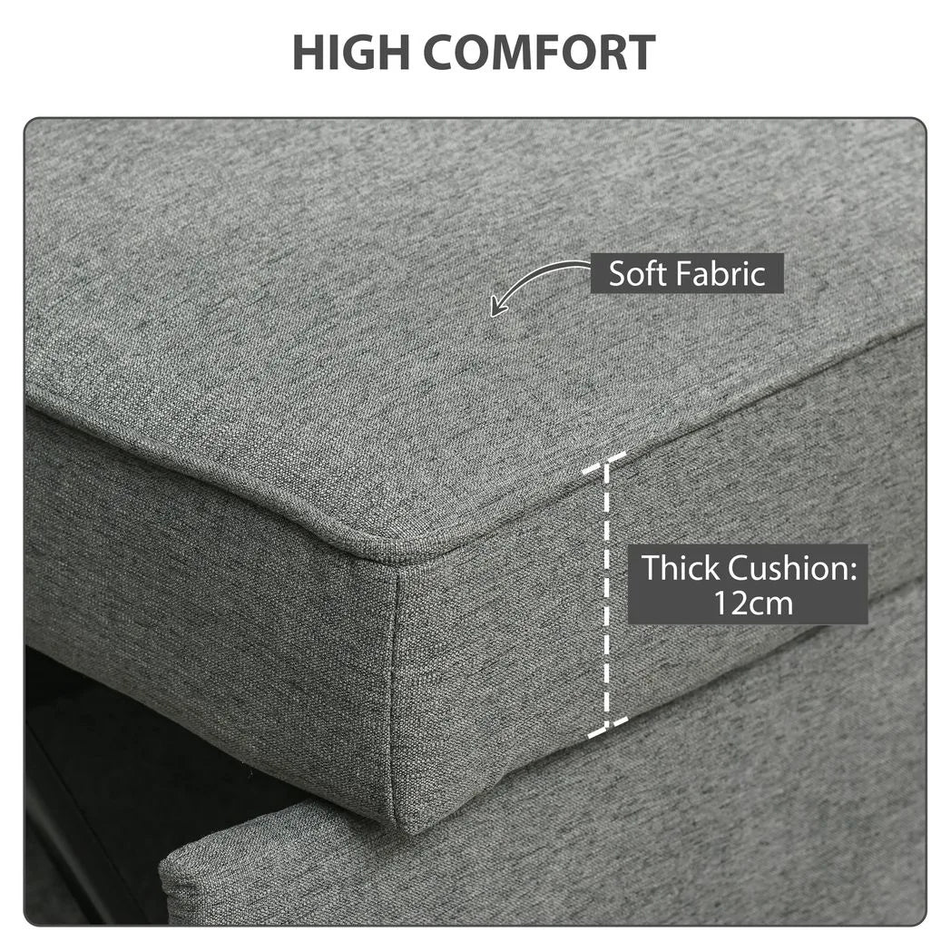 HOMCOM Double Click Clack Sofa Bed with Adjustable Backrest – 3-in-1 Pull-Out Bed for Living Room, Grey