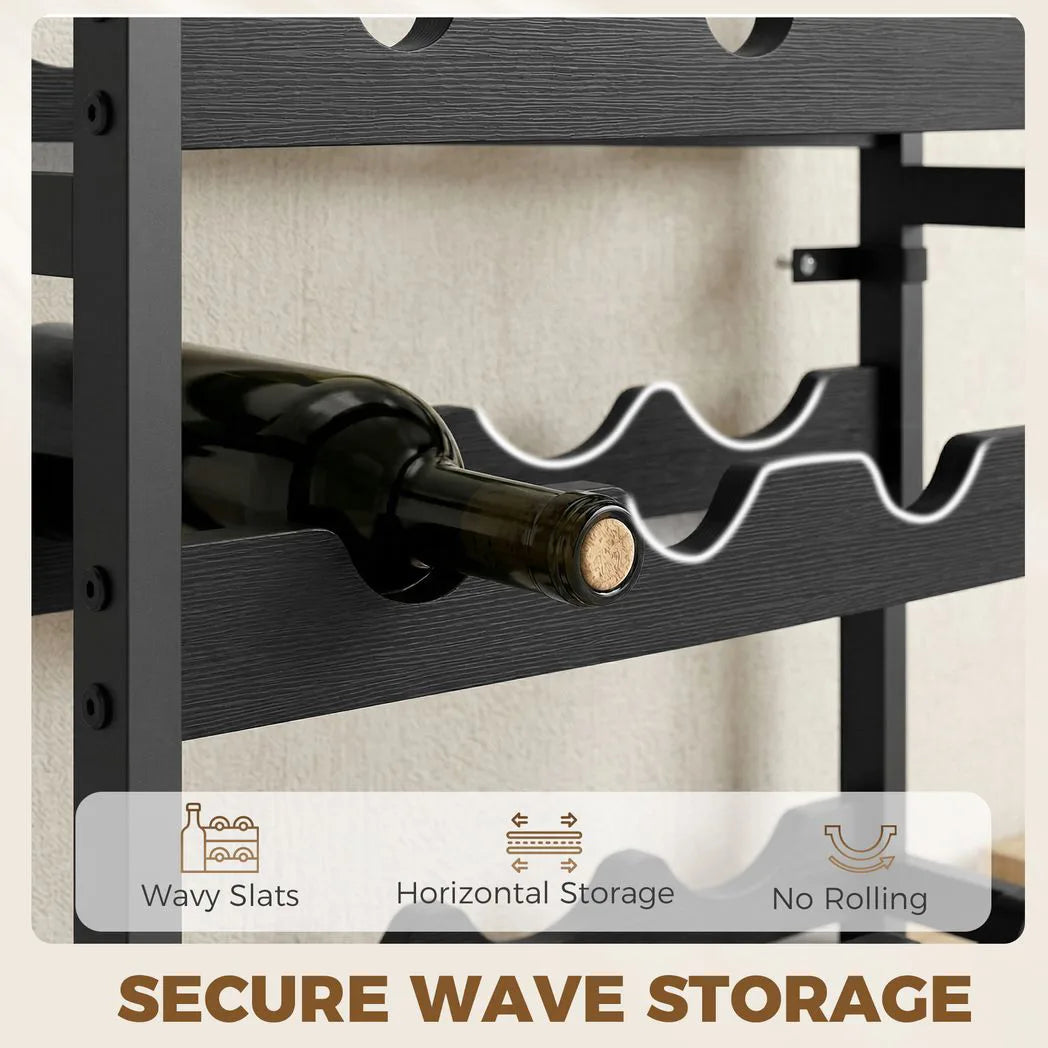 HOMCOM 5-Tier Industrial Wine Rack with Anti-Tip Kit, 20 Bottle Capacity – Freestanding Liquor Cabinet, Black