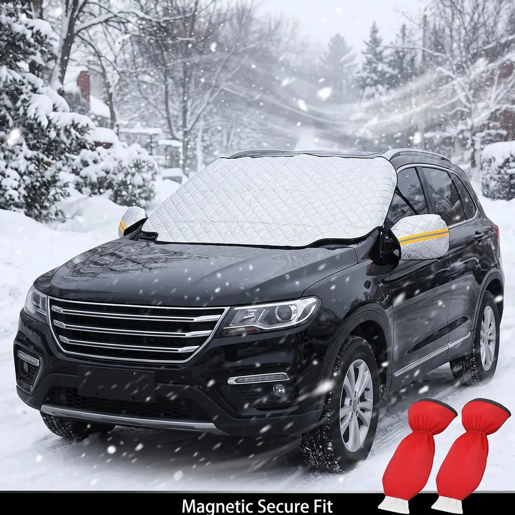 Car Windscreen Frost, Ice & Snow Cover with Side Mirror Covers – Four-Layer Waterproof Protector