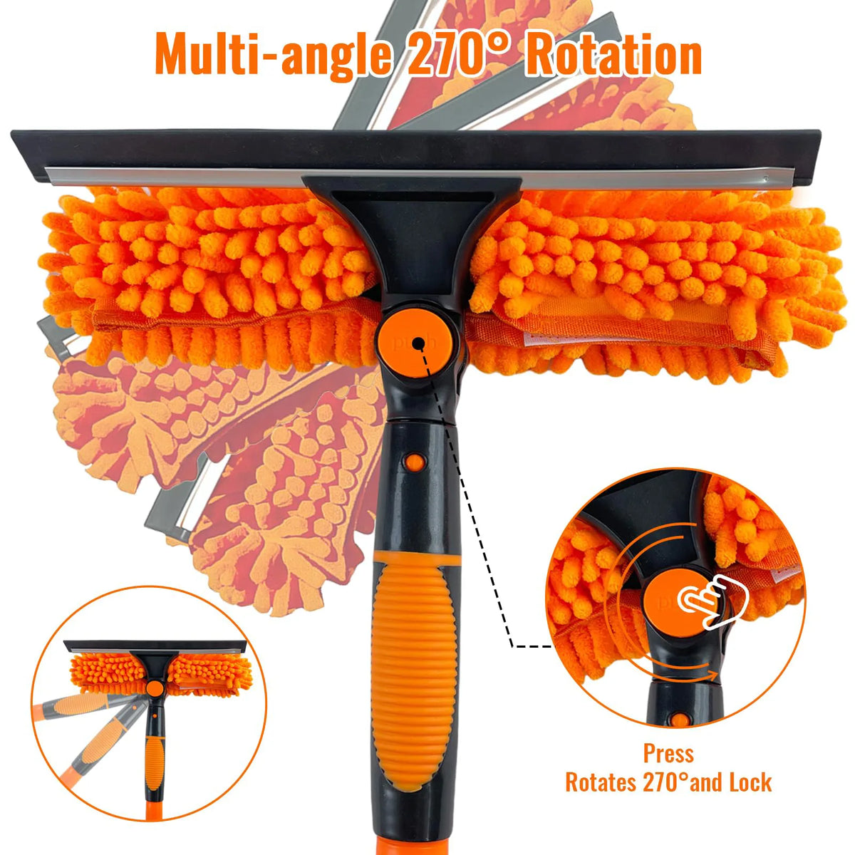 4.5m Telescopic Window Cleaning Kit with Squeegee, Chenille Duster and 10 Rods – High Reach Window Washer