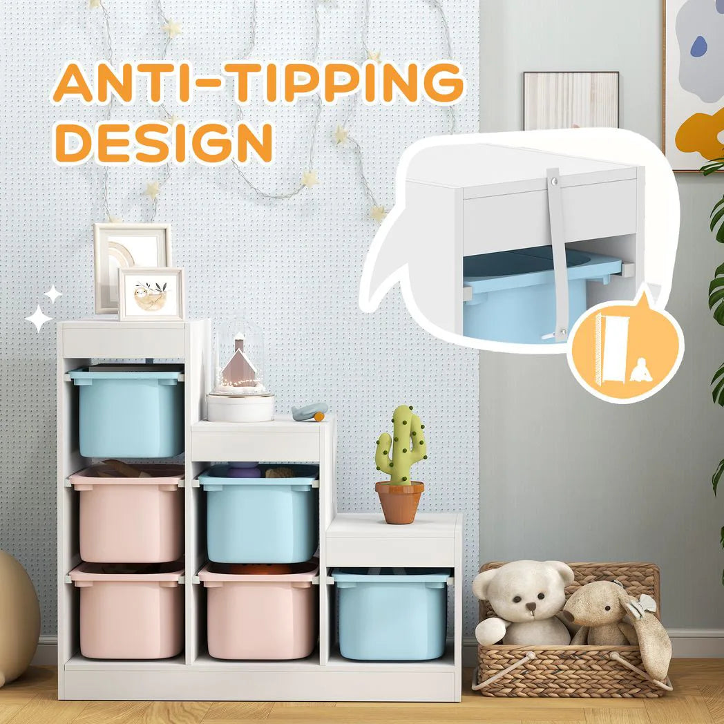 AIYAPLAY 3-Tier Kids Toy Storage Organiser with 6 Removable Bins – Multicolour, Ages 3-8