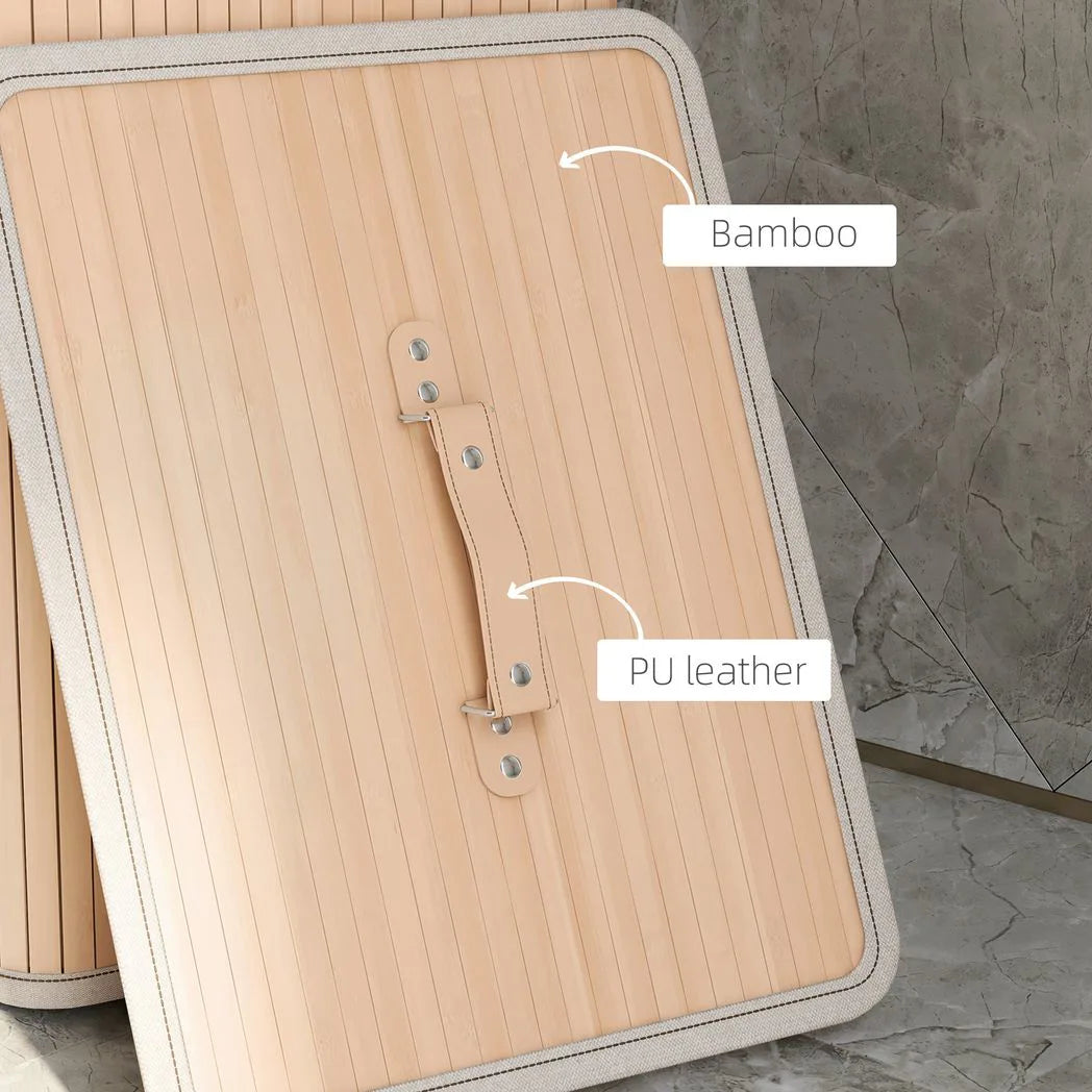 HOMCOM 70L Collapsible Bamboo Laundry Hamper with Lid & Removable Lining – Washing Basket, 40x30x60cm