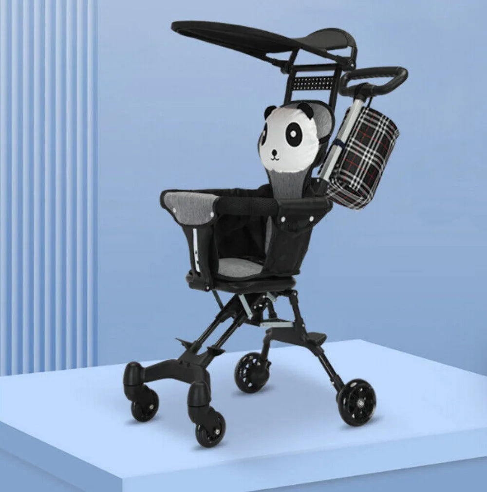 Lightweight Foldable Baby Stroller with Two-Way Seat, Canopy & Double Brakes – Travel Pushchair, Black