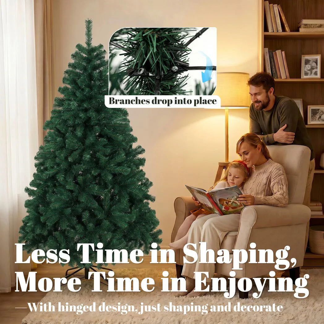 HOMCOM 6ft Hinged Artificial Fir Christmas Tree with 700 Branch Tips and Foldable Steel Stand, Green