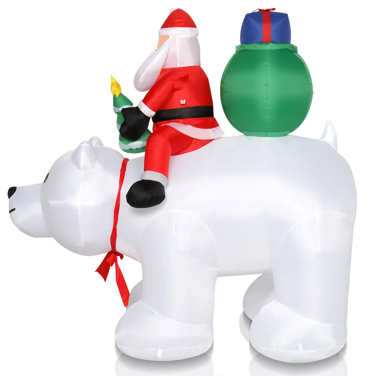 Garden Santa Claus Riding Polar Bear Decoration with 7 LED Lights, 6ft – Outdoor Christmas Display