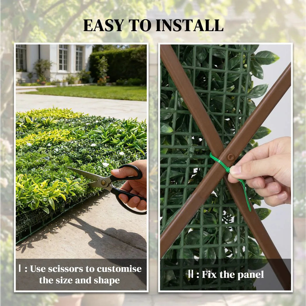 Outsunny Artificial Plant Wall Panel – 100 x 100cm UV-Resistant Greenery Backdrop and Privacy Screen, Green