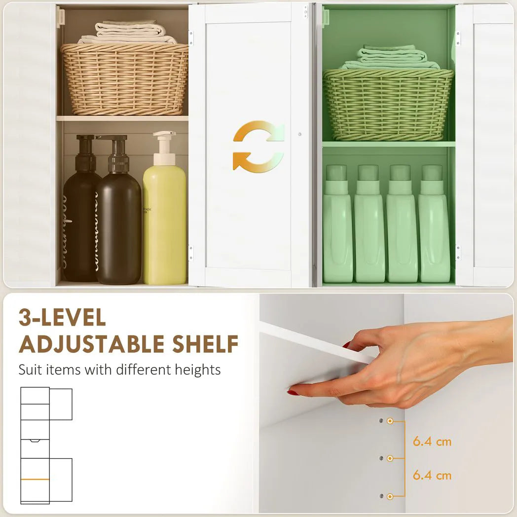 HOMCOM Slim Tall Bathroom Storage Cabinet with Motion Sensor LED Lights, Drawer & Adjustable Shelf – White