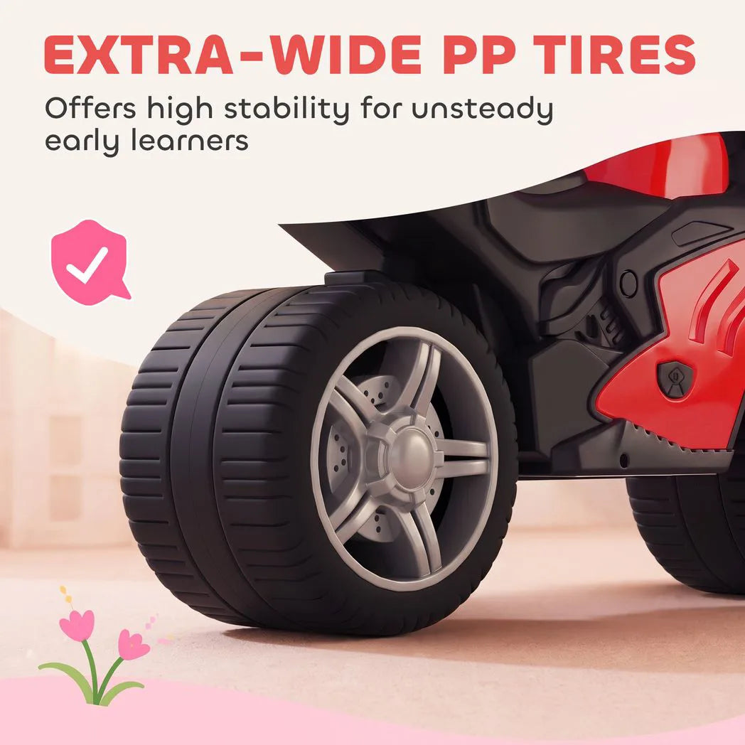 AIYAPLAY Toddler Balance Bike with Music, Extra-Wide PP Tyres & Motorbike Design – Boys and Girls Ride-On, Red