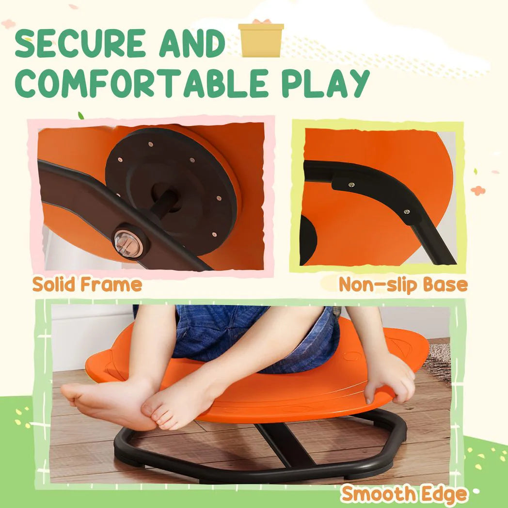AIYAPLAY Planet-Shaped Kids Sensory Swivel Chair for Balance and Coordination – 360° Spin, Orange