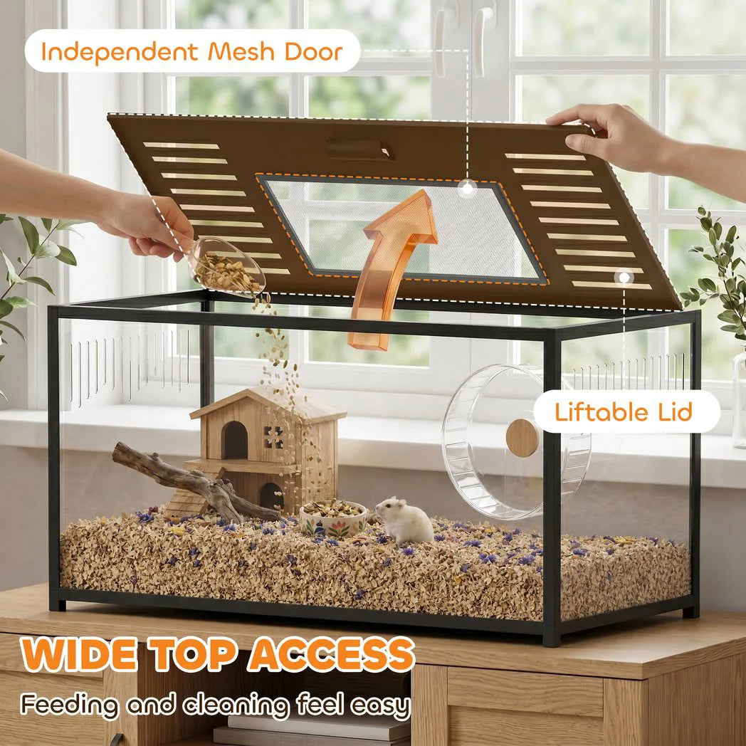 PawHut Large Hamster Cage with Openable Top, Chewproof Metal and Acrylic – For Hamsters and Gerbils, 100 x 50 cm