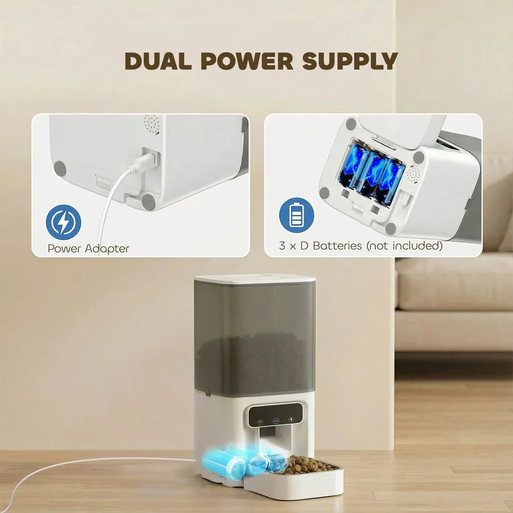 PawHut 4.5L WiFi Automatic Cat Feeder with Timer, Programmable 1–10 Meals – Dual Power Food Dispenser