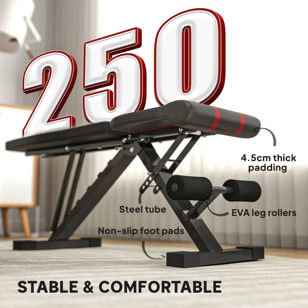 SPORTNOW Foldable Weight Bench with 6-Level Backrest, 4-Level Seat and Leg Roller – Home Gym Strength Training