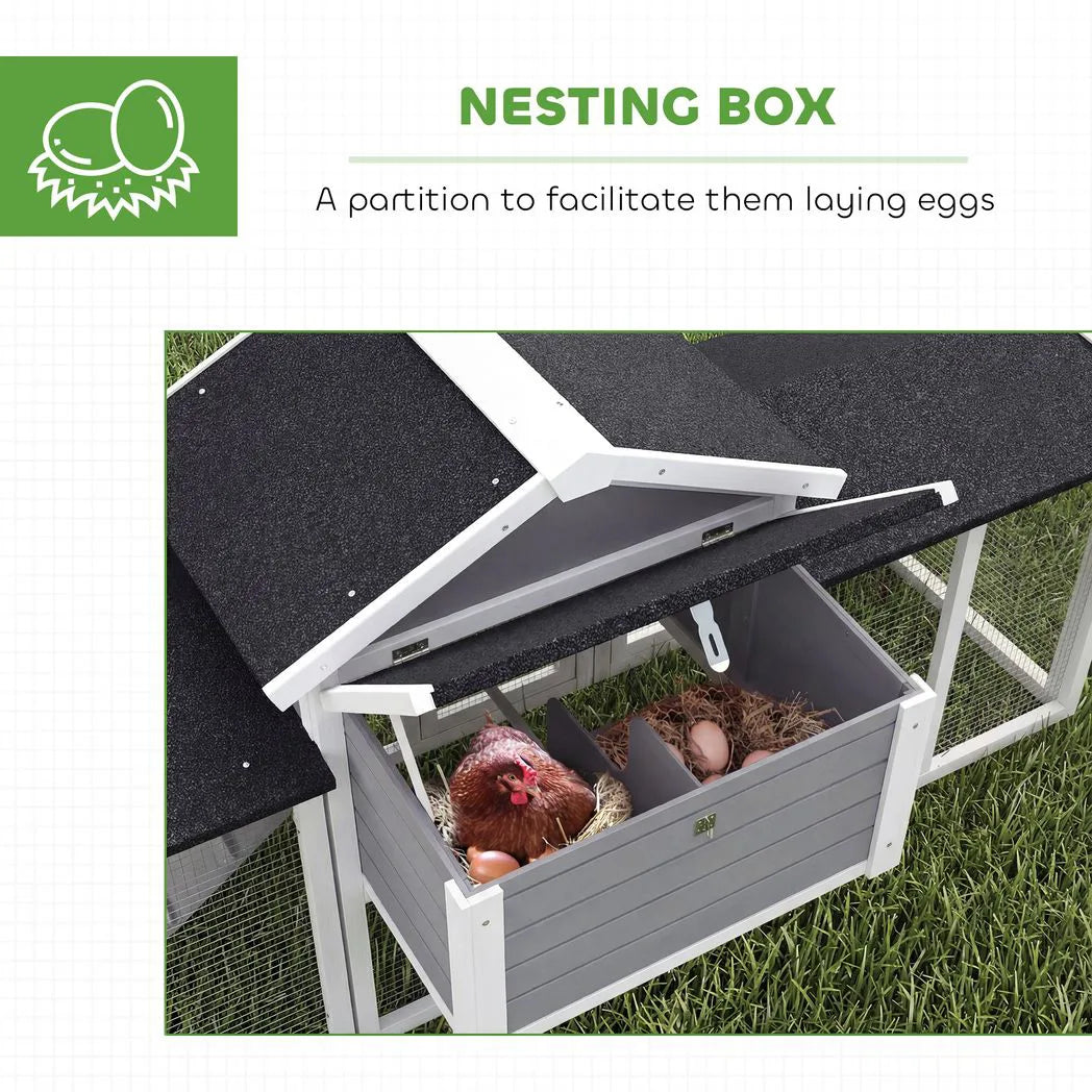 PawHut Large Wooden Chicken Coop with Nesting Box, Two Levels and Five Doors – Outdoor Poultry Hen House