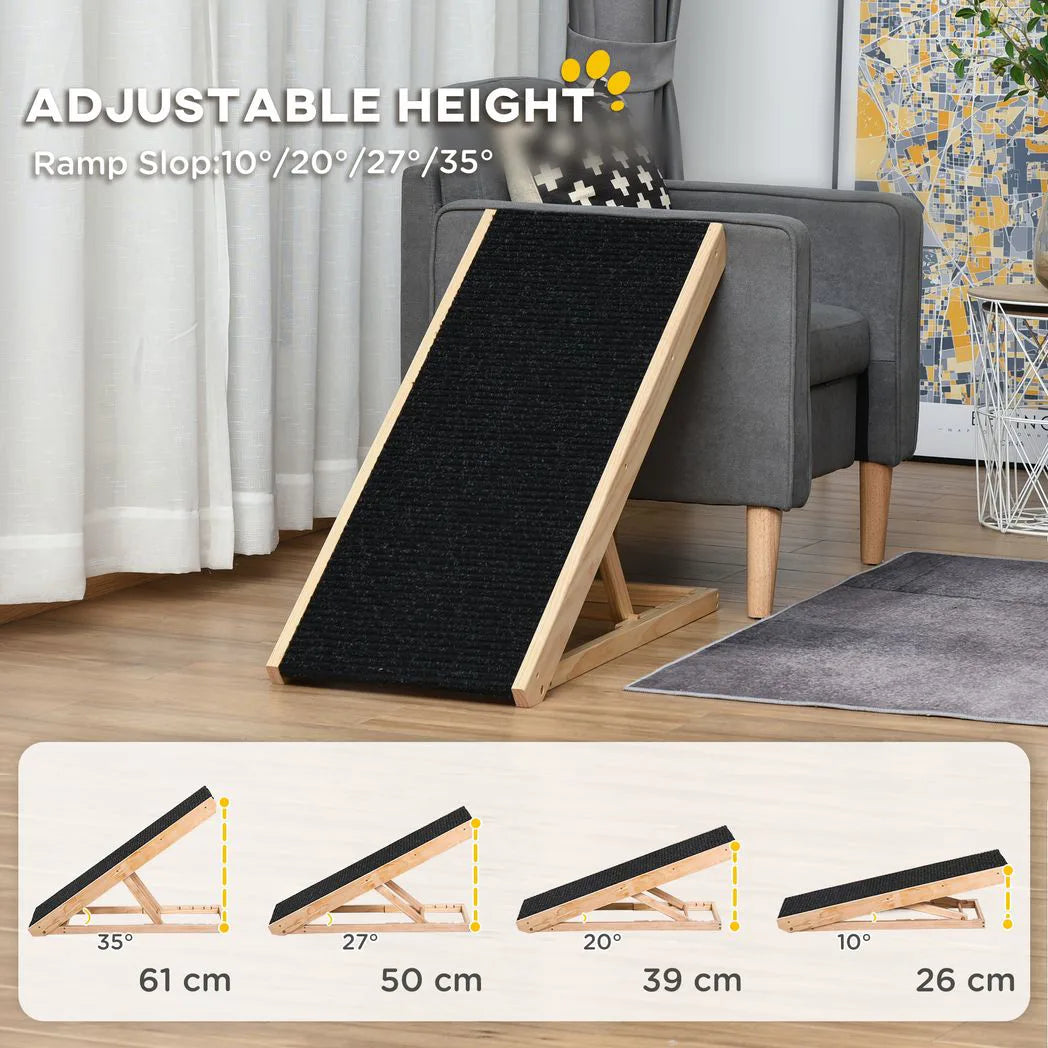 PawHut Foldable Dog Ramp with 4 Adjustable Heights & Non-Slip Surface – Pet Ramp for Large Dogs, Black
