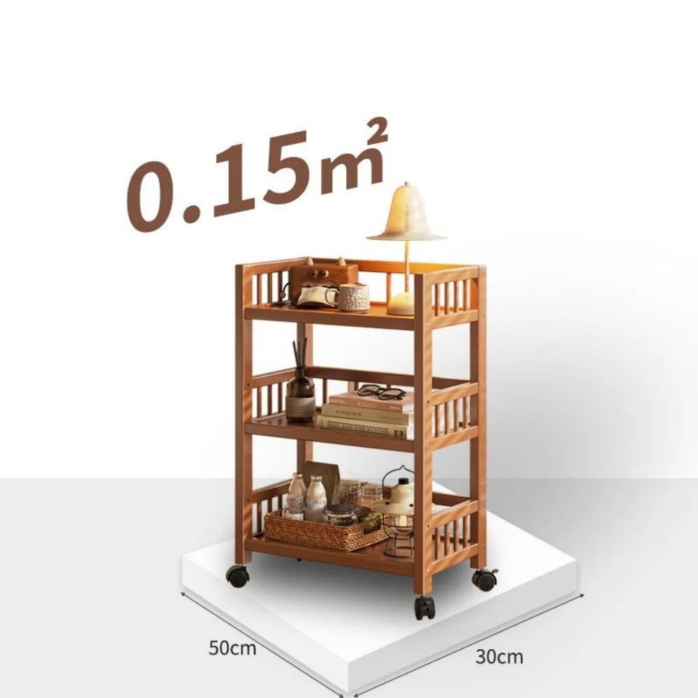 Small 3-Tier Bedside Table with Open Storage Shelves and Hollow Carved Design – Slim Nightstand & Side Table