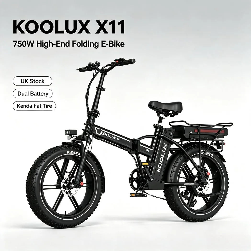 KOOLUX X11 Folding Electric Bike with 750W Motor, Dual 48V Batteries & Fat Tyres – 80–150km Range E-Bike