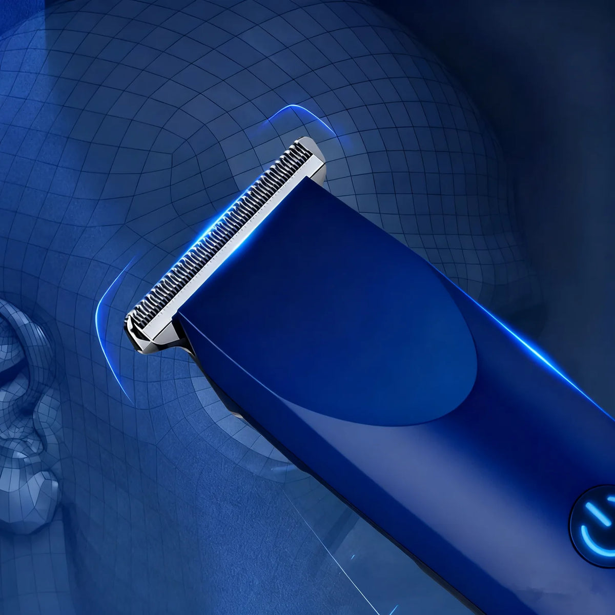 Electric Hair Clipper and Beard Trimmer with 4 Limit Combs & R-Shaped Floating Blade – Rechargeable, Blue