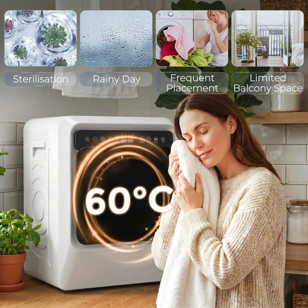 HOMCOM 5kg Vented Tumble Dryer, 1000W with Sensor Auto-Stop – Compact Freestanding or Stackable Clothes Dryer