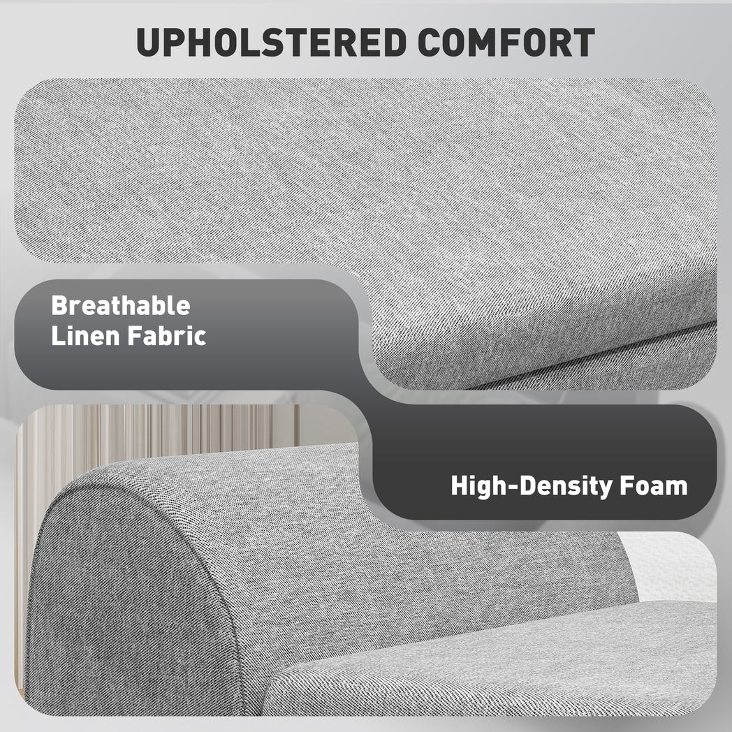 HOMCOM Storage Ottoman Bench with Armrests, 53.8L Lift-Top Storage & Rubberwood Legs – Upholstered Linen Window Seat, Dark Grey