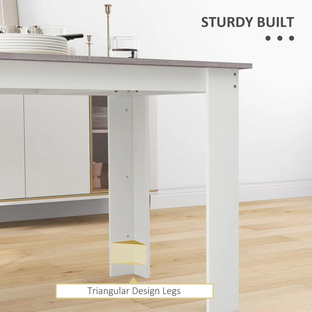 HOMCOM Dining Table for 4–6 People with Wood Effect Melamine Top and Triangular Legs – Kitchen Table, Grey