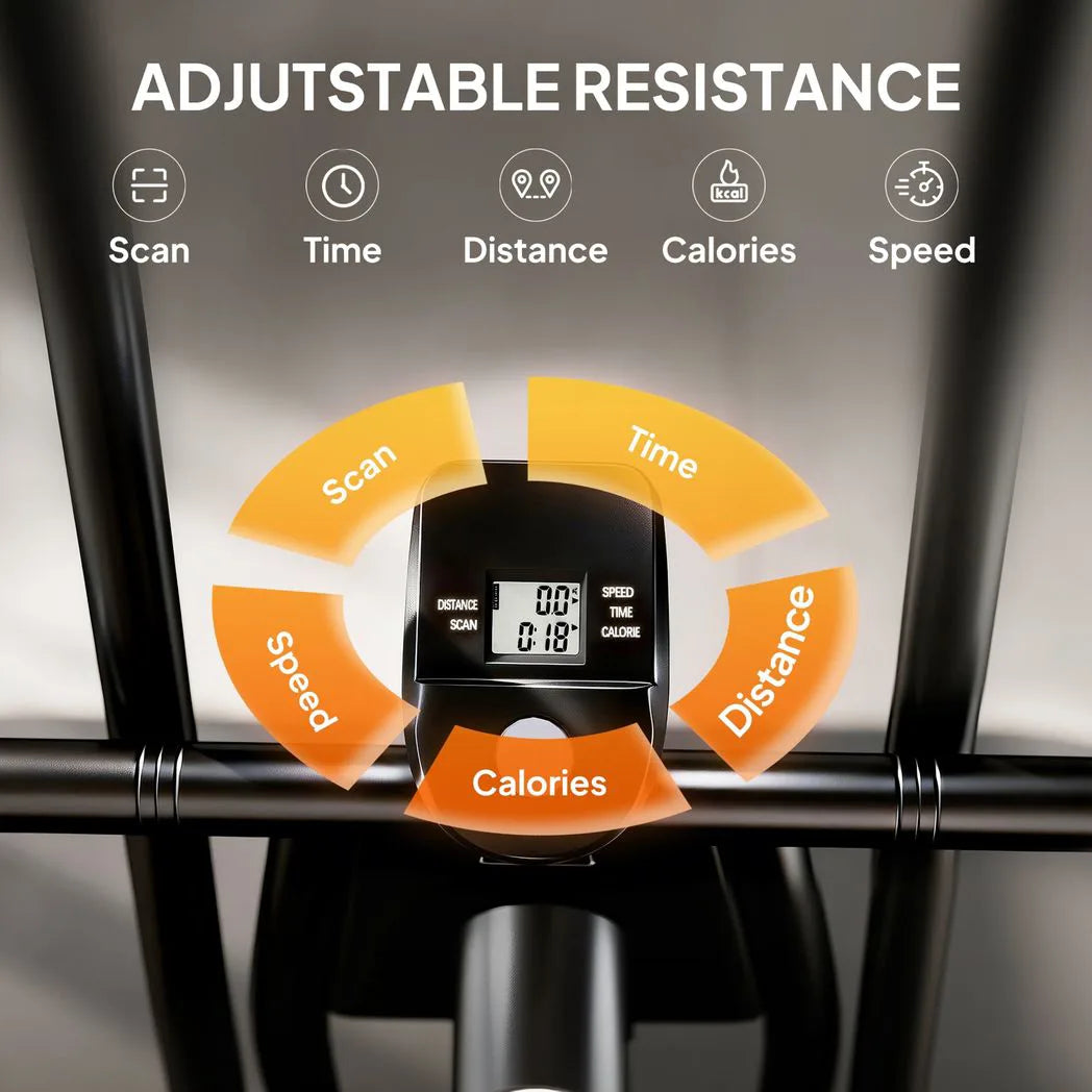 SPORTNOW Exercise Bike with Adjustable Seat, LCD Display and Silent Belt Drive – Home Gym Cardio