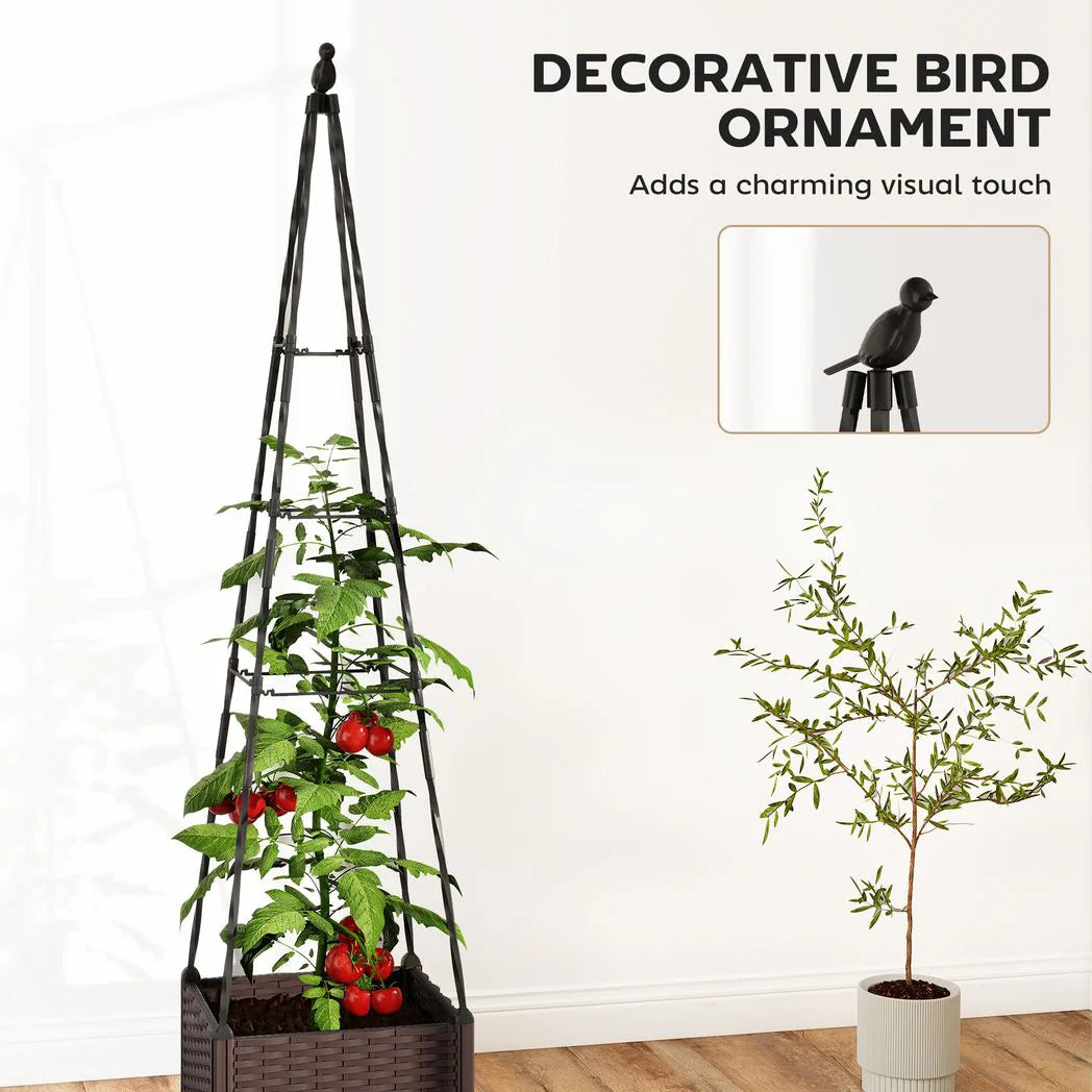 Outsunny Self-Watering Raised Garden Bed with Trellis & Drainage Holes – Tall Planter for Climbing Plants