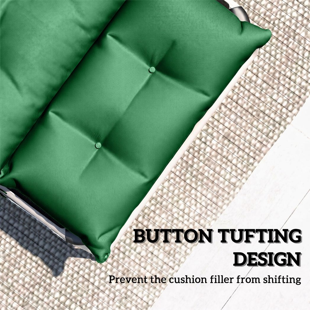 Outsunny Sun Lounger Cushions, Set of 2 – 190 x 56cm Padded Outdoor Recliner Pads with Ties, Green