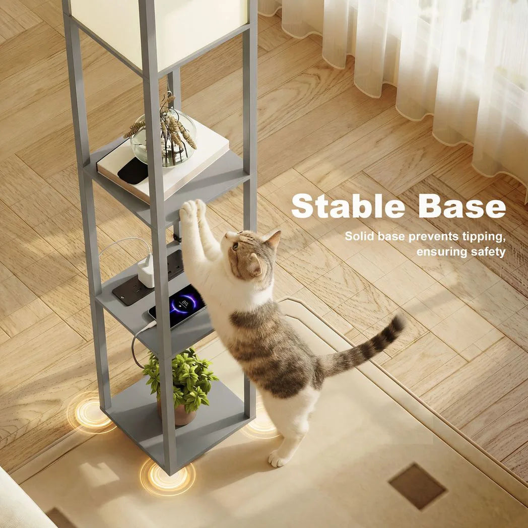 HOMCOM 3-Tier Column Shelf Floor Lamp