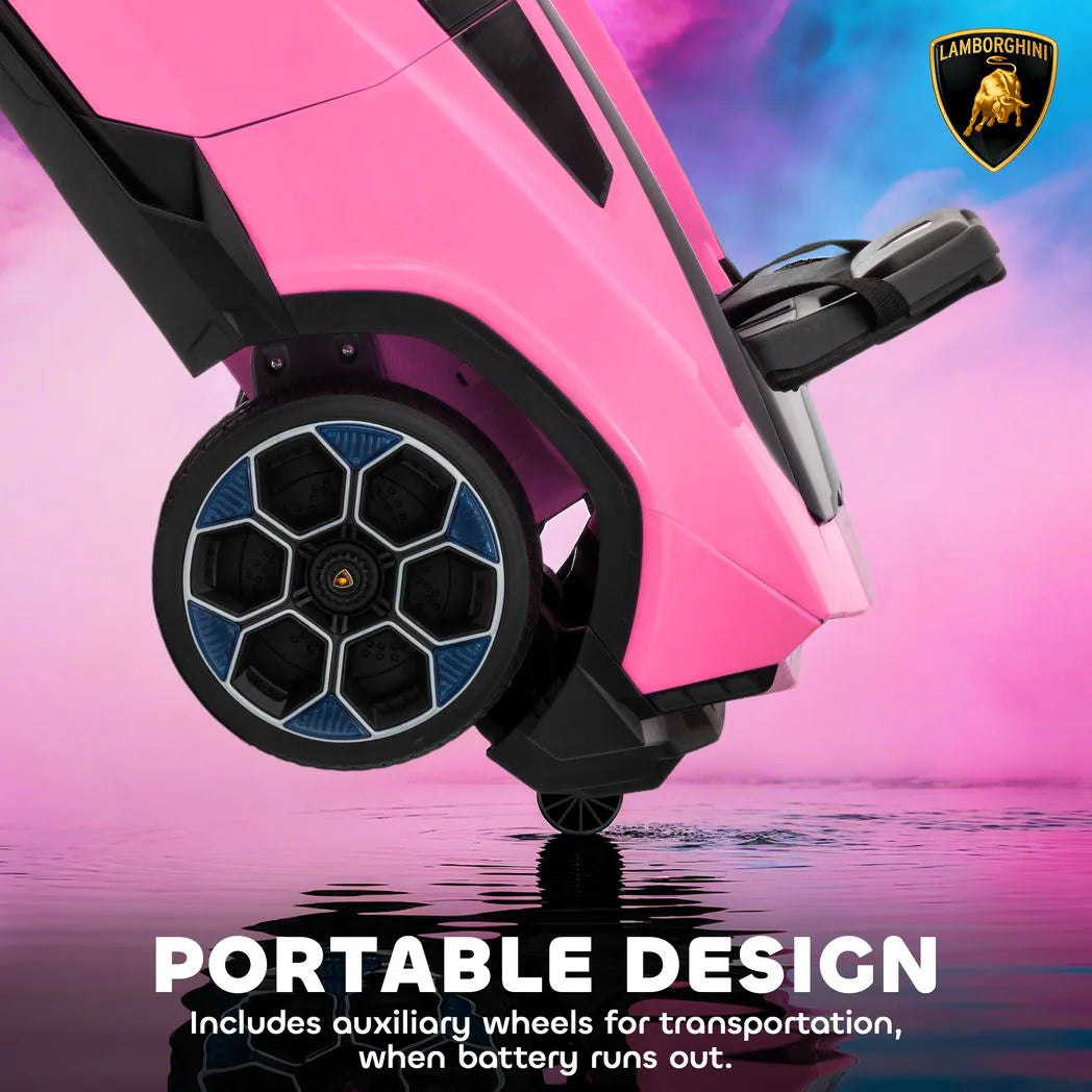 AIYAPLAY 12V Lamborghini Licensed Electric Ride On Car with Remote Control – Kids 3–6 Years, Pink