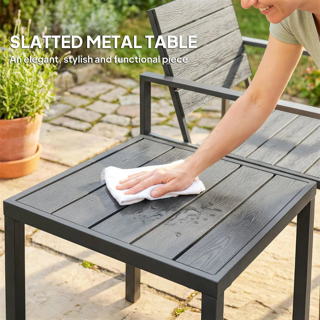 Outsunny 3 Piece Garden Bistro Set for 2 – HDPE Chairs and Coffee Table with Steel Frame