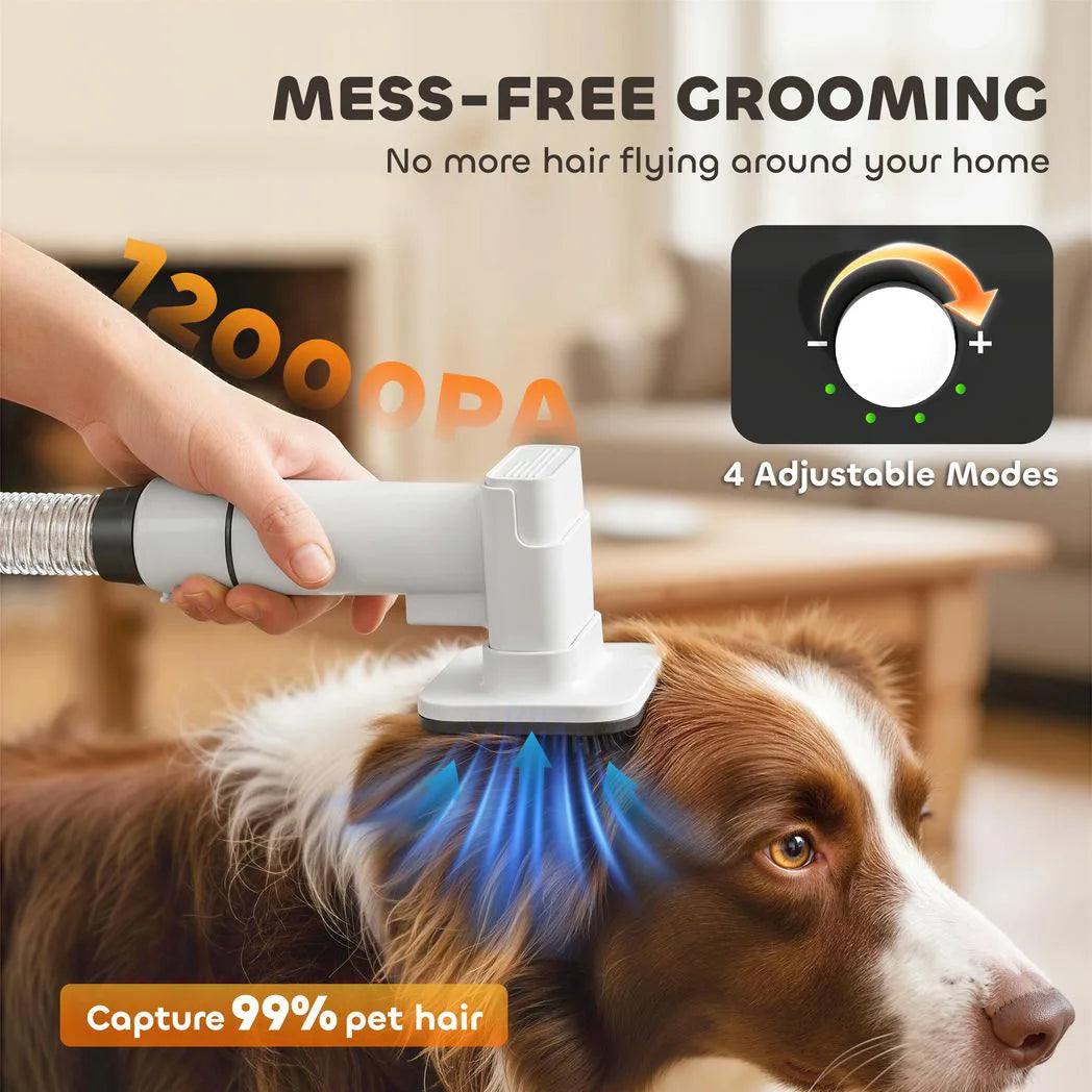 PawHut 5-in-1 Dog Grooming Kit with Vacuum, Dryer and Clipper – 1.8L Canister, 4 Adjustable Blow Temperatures