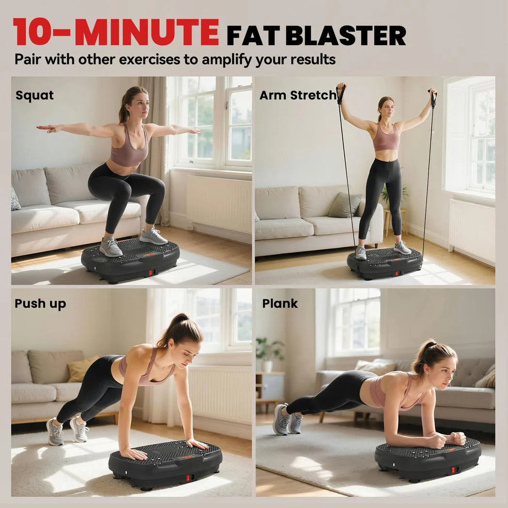SPORTNOW Vibration Plate with 120 Speed Levels, 5 Programmes & Resistance Bands – Quiet Home Workout Machine