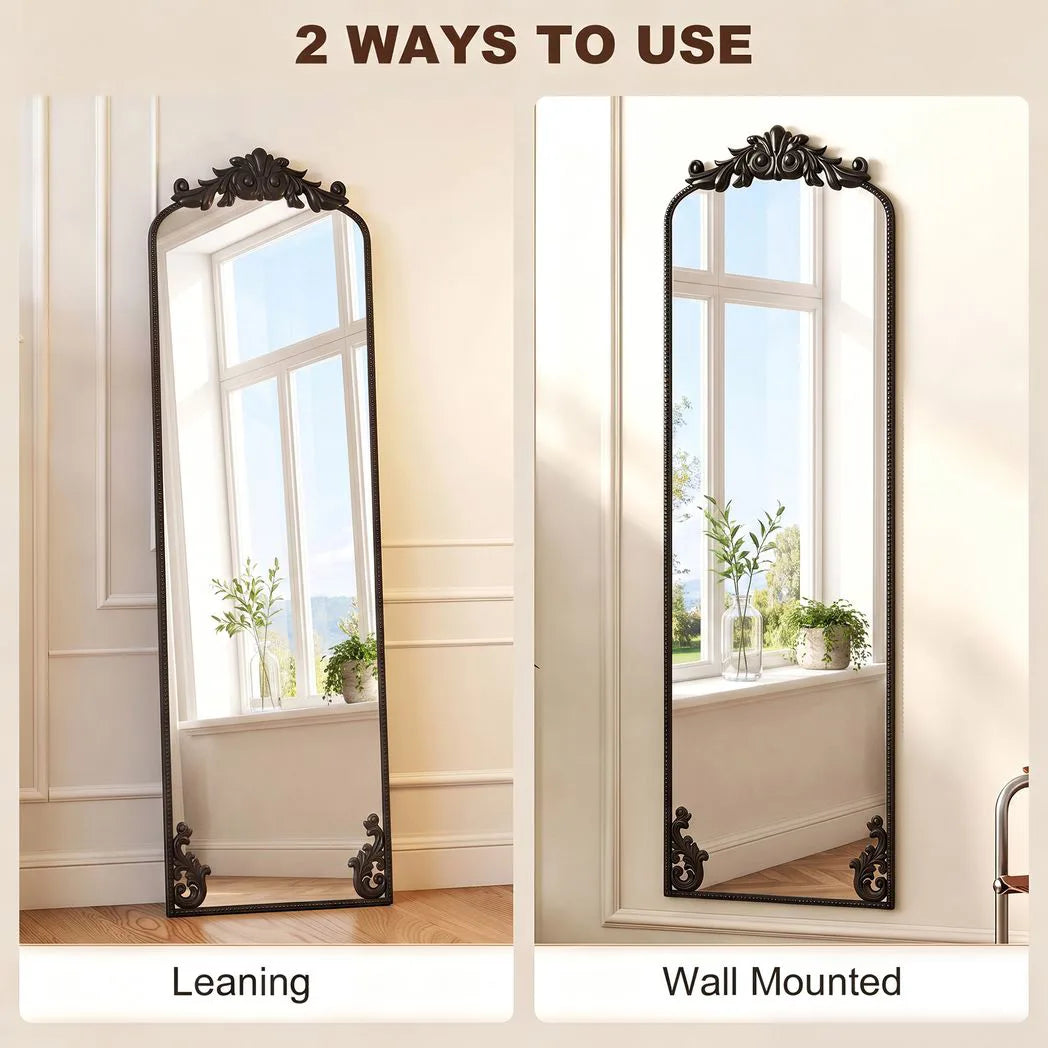 HOMCOM Floor Mirror, 50 x 160 cm Full Length Mirror with Baroque Metal Frame for Bedroom, Living Room