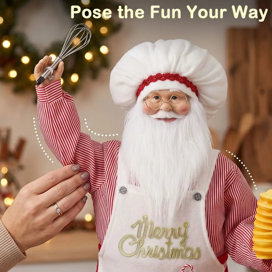 HOMCOM 120cm Animated Singing Chef Santa Claus – Moving Head, Sound and Touch Activated Christmas Decoration