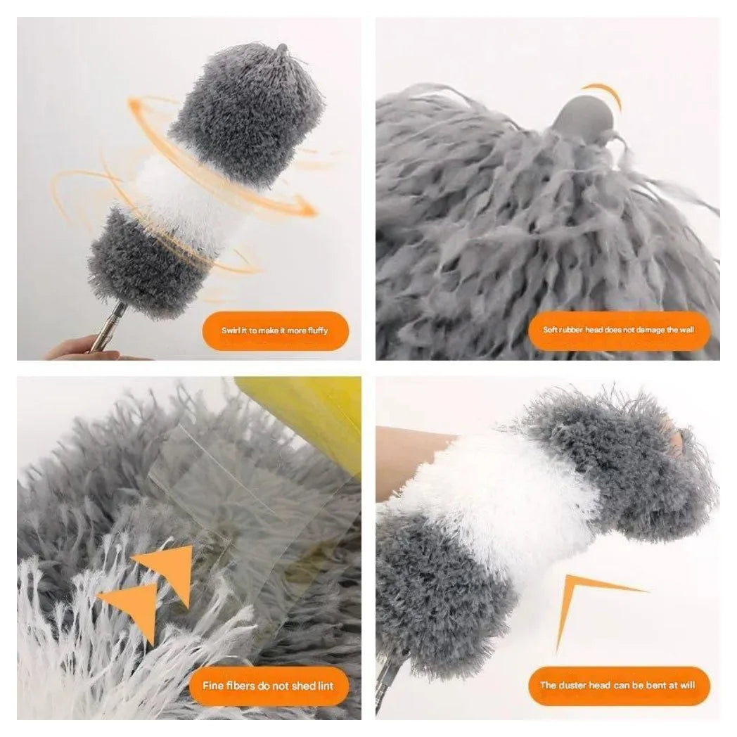 Extendable Microfibre Duster with Retractable Pole and Removable Head – Lightweight Brush for High Places
