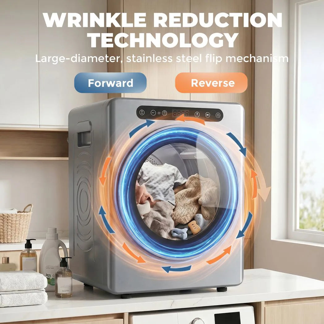 HOMCOM 5kg Compact Vented Tumble Dryer with 40–60°C Settings and Anti-Crease Function – Silver Tone