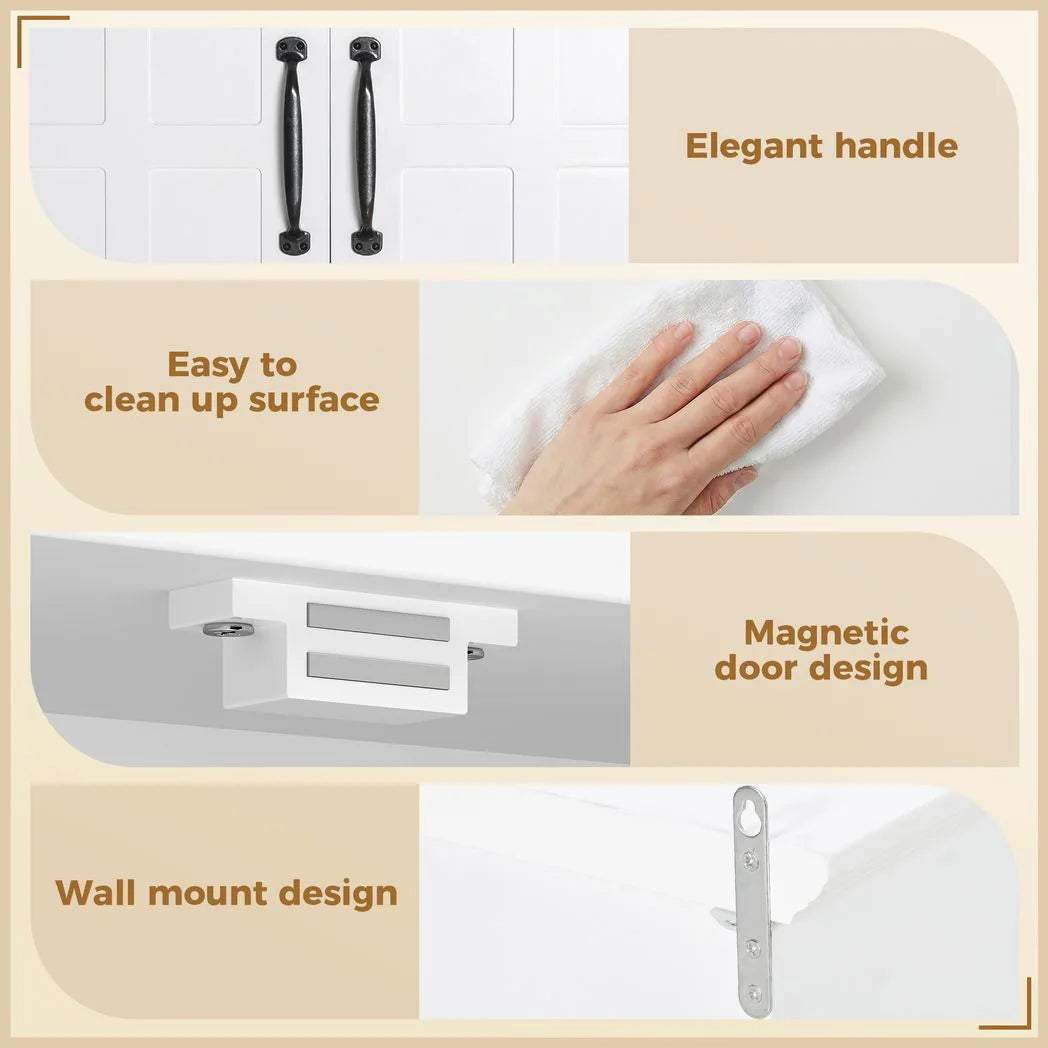 HOMCOM Wall-Mounted Bathroom Cabinet with 2 Doors & Adjustable Shelf – Medicine Cabinet, White