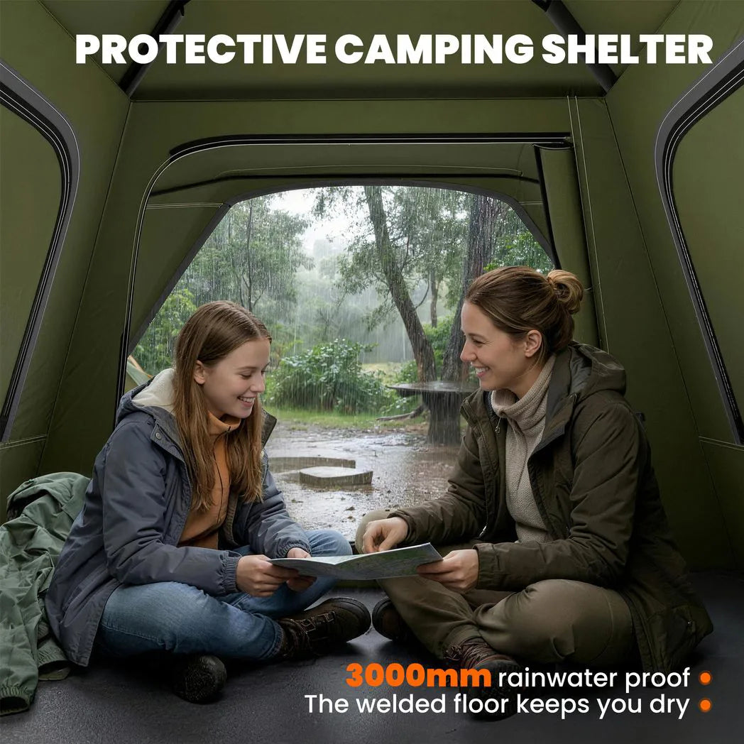 Outsunny 2-3 Person Pop Up Tent with 3000mm Waterproof Rating, UPF50 & Mesh Windows – Instant Camping Tent, Green
