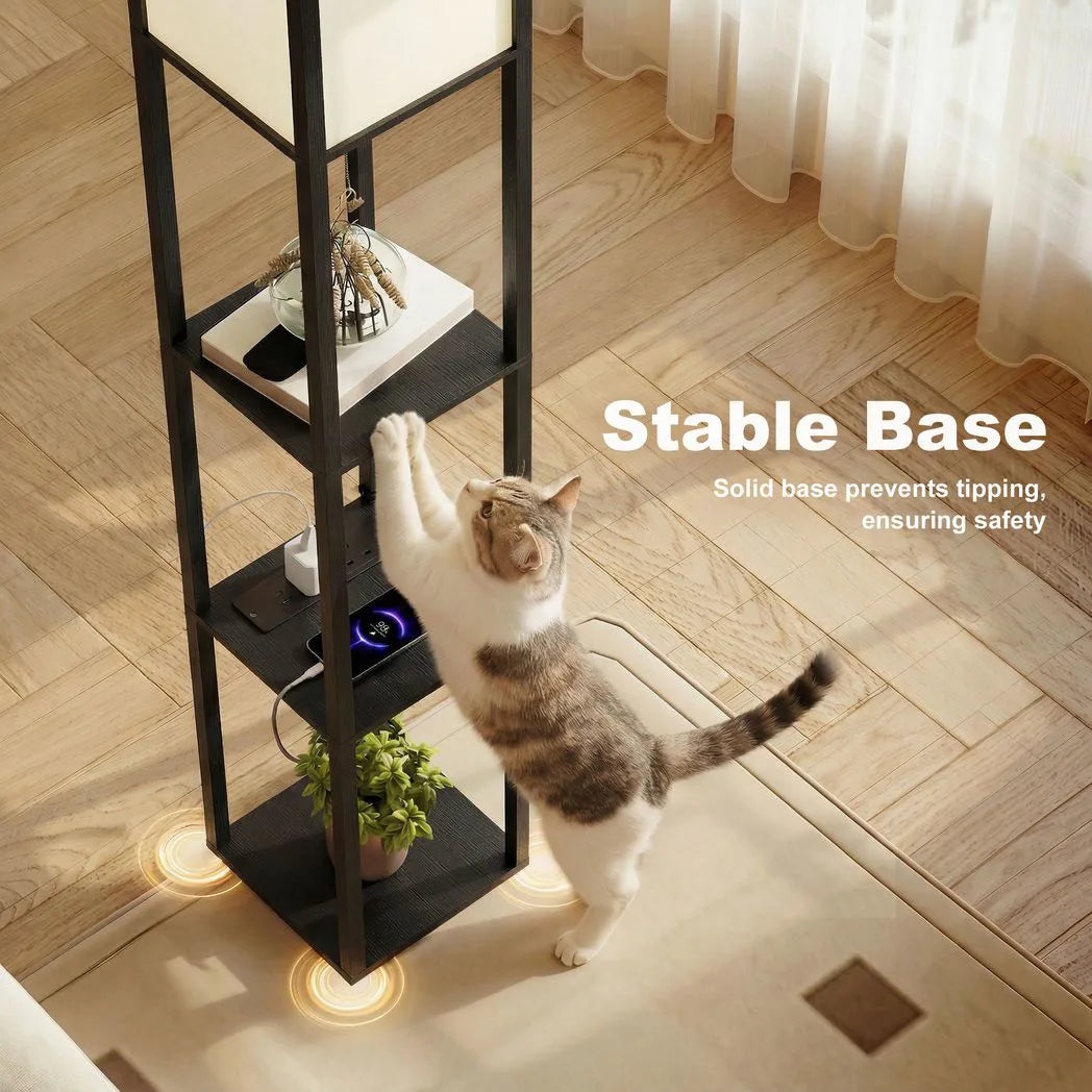 HOMCOM 3-Tier Column Shelf Floor Lamp