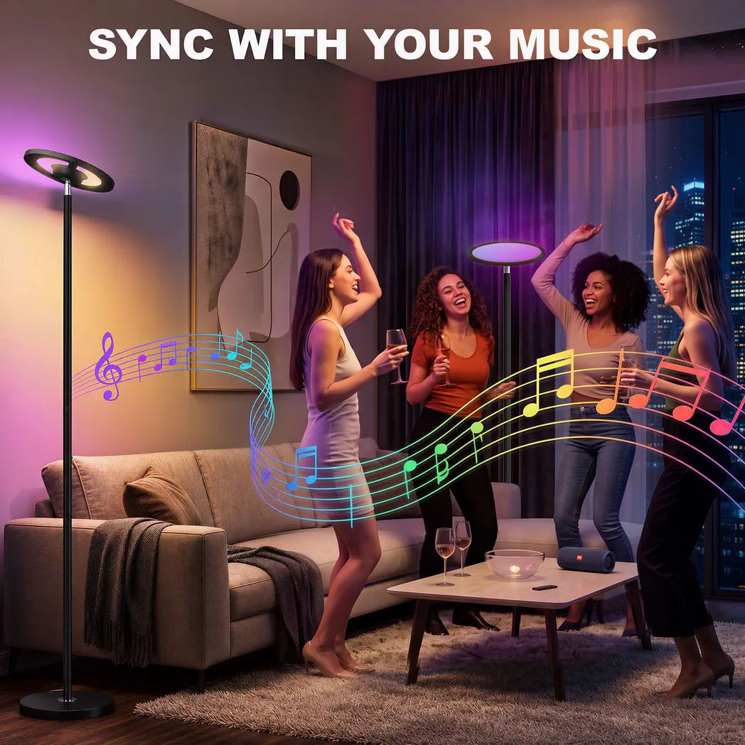 HOMCOM Uplighter Floor Lamp with Tuya App and Music Sync