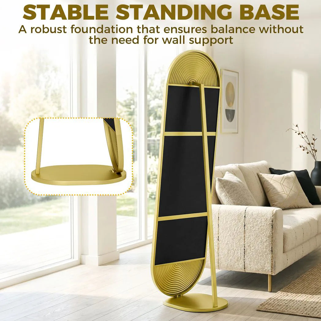 HOMCOM 50 x 161 cm Wavy Full Length Mirror, Free Standing Mirror with Metal Frame and Solid Base