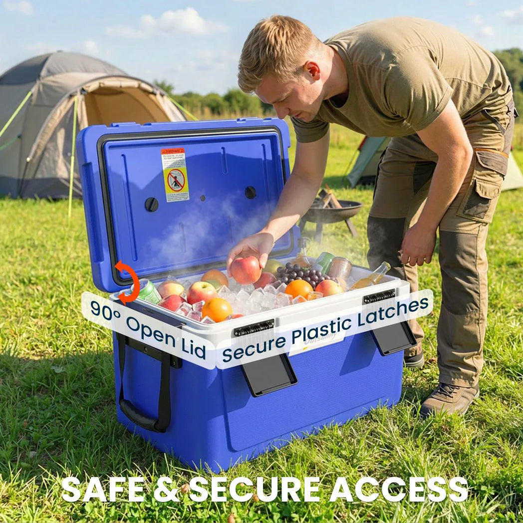 Outsunny 42.6L Insulated Cool Box with Handles, Lid & Drain Valve – Portable Camping & Picnic Ice Cooler, Dark Blue