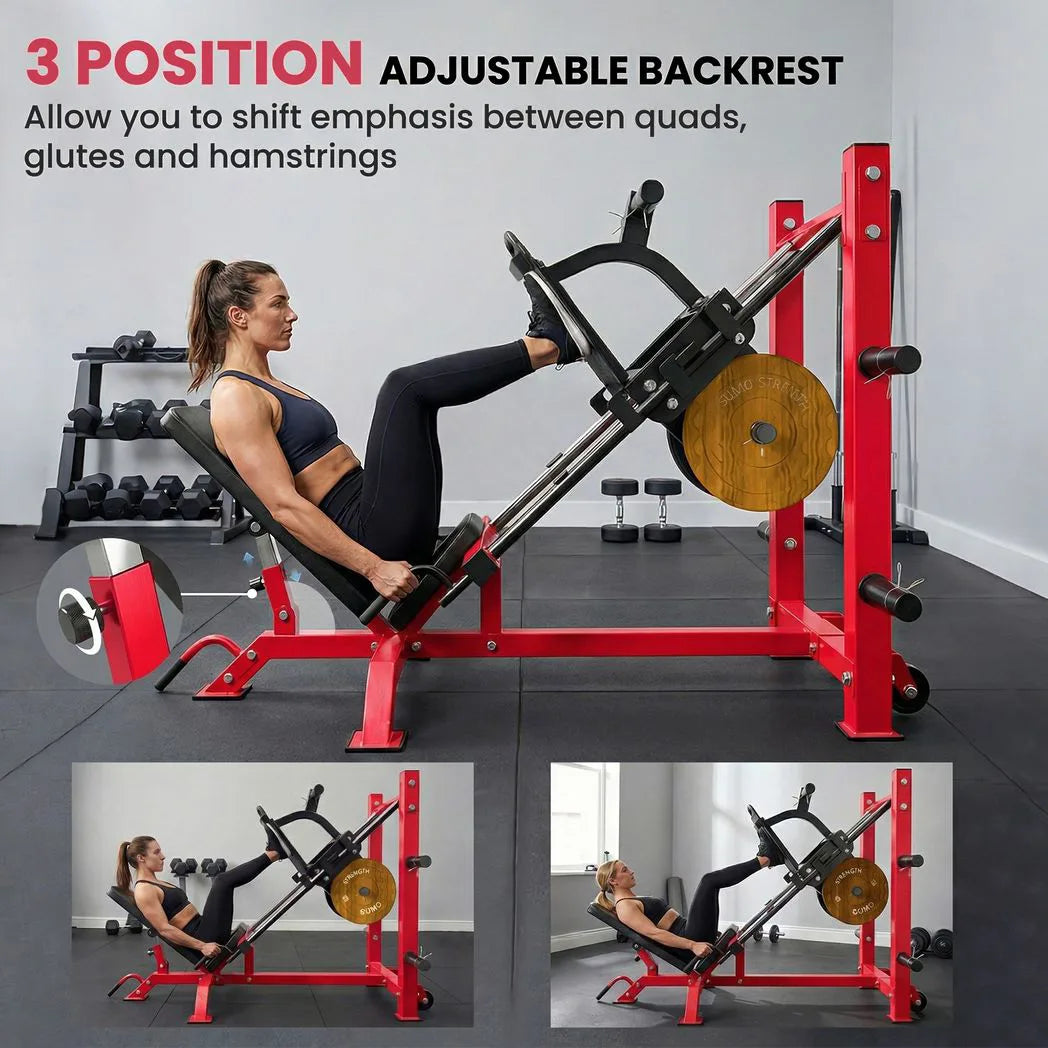 SPORTNOW Leg Press Machine with Wheels & Calf Block, 455kg Capacity – Adjustable Squat Machine for Home Gym