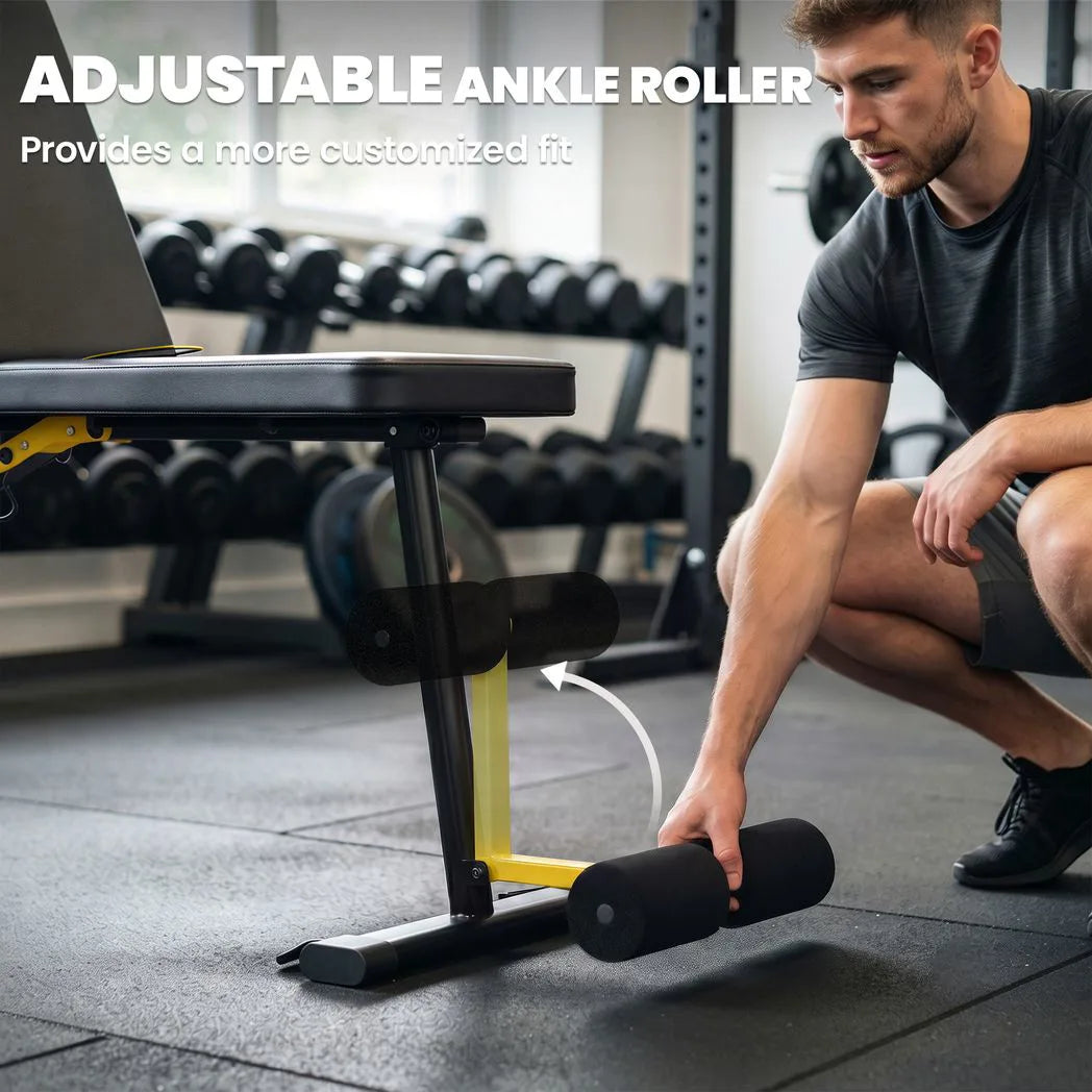 SPORTNOW Adjustable Weight Bench with 7 Backrest Positions & Resistance Bands – 300kg Foldable Incline Decline Bench