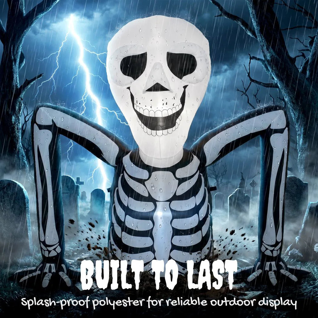 Outsunny Inflatable Ground-Crawling Skeleton with Built-In LEDs – Scary Halloween Decoration, Indoor/Outdoor