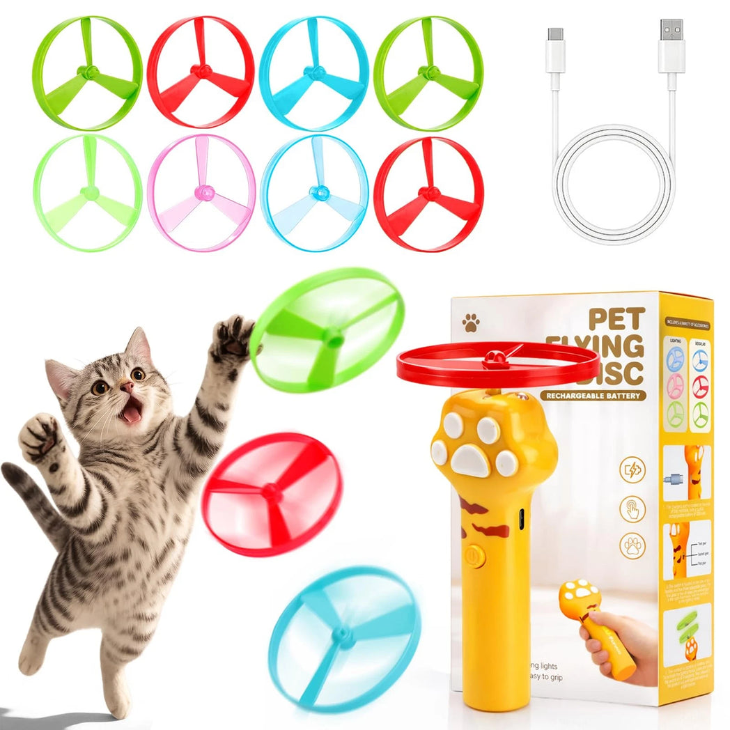 Rechargeable Cat Disc Launcher Interactive Cat Fetch Launcher with 10 Flying Cat Pet Toys (US Logistics For USPS/DHL/Fedex/UPS. No designated logistics accepted,TK/TMEU only For self-pickup)