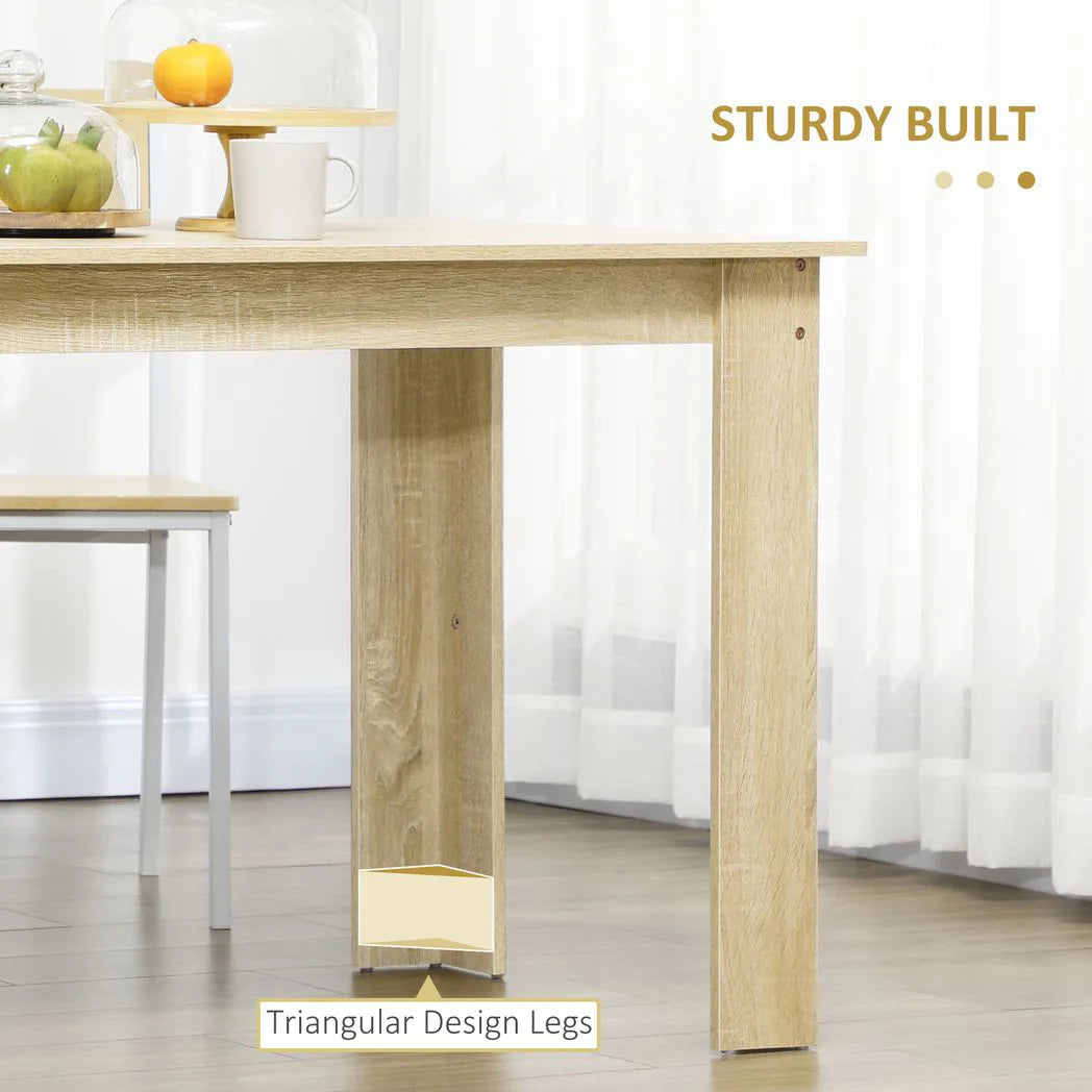 HOMCOM Dining Table for 4-6 People with Wood-Effect Melamine Top – Compact Kitchen Table, Oak
