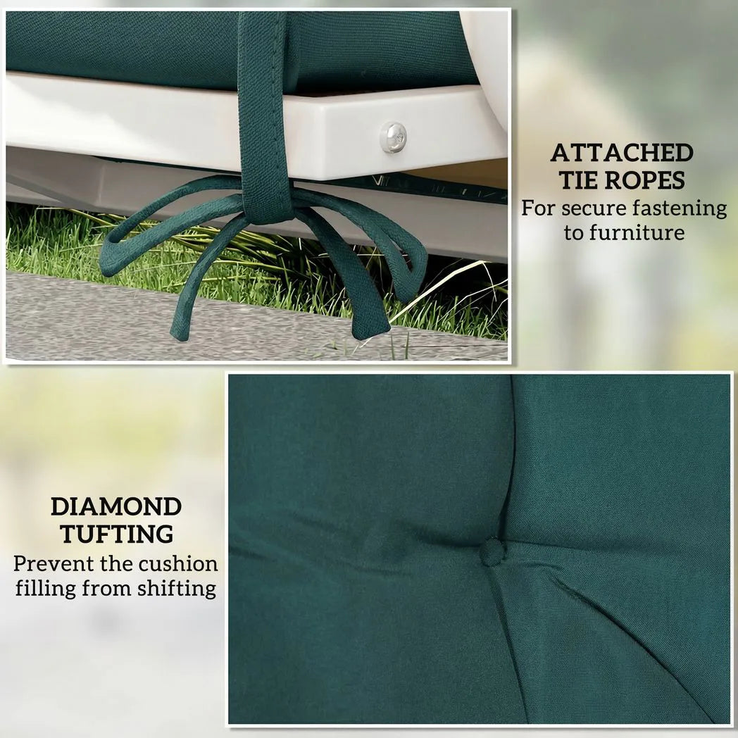 Outsunny 2 Seater Garden Bench Cushion with Backrest and Ties, Indoor and Outdoor, 98 x 100 cm, Green